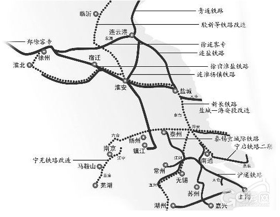 江苏13个省辖市将全部通高铁 7条铁路两年内开工