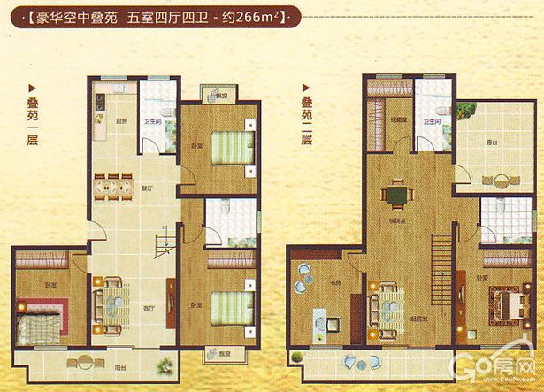 查看户型分布收藏户型富丽名苑豪华空中叠苑五室户型:建面 266平方米