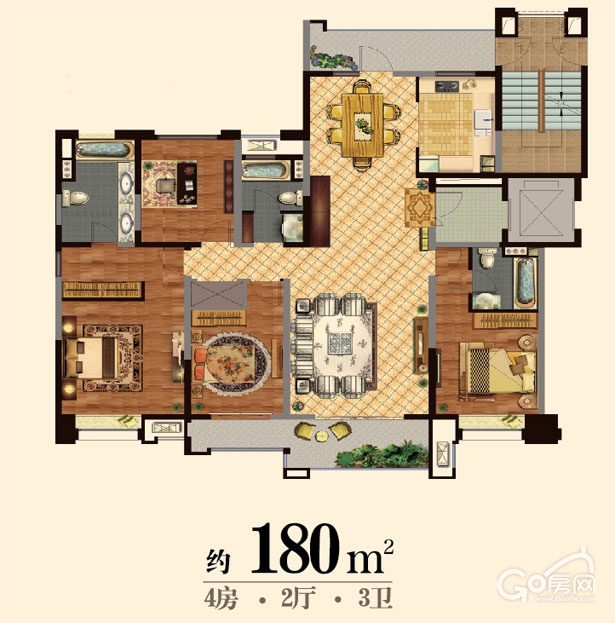 180平米-4房2厅3卫